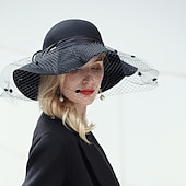 billiga Festhattar-hattar 100% Ull Fiskarhatt Bröllop Kentucky Derby cocktail Royal Astcot Elegant Med Rosett Hårbonad Huvudbonader