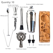 رخيصةأون كاسات الشراب-bartender kit cocktail shaker mixer stainless steel 350ml bar tool set with elegant bamboo stand perfect home bartending kit and martini cocktail shaker set