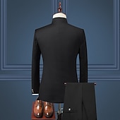 economico Abiti formali-Completi da Sposa Uomo Nero Borgogna Blu Scuro 2 Pezzi Colore Solido Sottile Unico Petto Tre Bottoni
