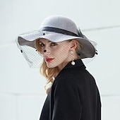 billiga Festhattar-hattar 100% Ull Fiskarhatt Bröllop Kentucky Derby cocktail Royal Astcot Elegant Med Rosett Hårbonad Huvudbonader