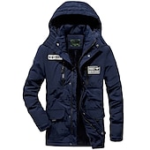 billiga Fleece &amp; 3 i 1-jackor-fleecejacka herr vinterjacka tjock varm huva parka militär vindjacka vinter utomhus vindtät lätt avtagbar keps trenchcoat ytterkläder topp skidåkning fiske klättring ljusblå skärm