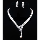 abordables Conjuntos de joyas-Los sistemas nupciales de la joyería 1 juego Perla Artificial Brillante 1 Collar Pendientes Mujer Elegante Moda Coreano Conjunto de joyas Para Fiesta Boda Regalo / Pedida