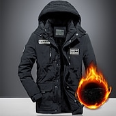 billiga Fleece &amp; 3 i 1-jackor-fleecejacka herr vinterjacka tjock varm huva parka militär vindjacka vinter utomhus vindtät lätt avtagbar keps trenchcoat ytterkläder topp skidåkning fiske klättring ljusblå skärm