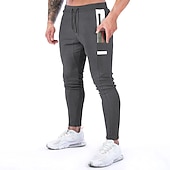 cheap Running Pants &amp; Tights-Men&#039;s Pocket Drawstring Color Block Breathable Moisture Wicking Athletic Athleisure Black Dark Gray Stretchy