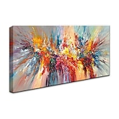 cheap Abstract Paintings-Oil Painting 100% Handmade Hand Painted Wall Art On Canvas Abstract Modern Colorful Landscape Blooming Firework Home Decoration Decor Rolled Canvas No Frame Unstretched