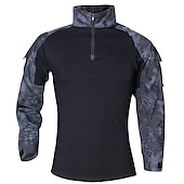 abordables Polo clásico para hombre-Hombre Camisa de combate Camisa militar táctica Manga Larga Camiseta Al aire libre Transpirable Secado rápido Multi bolsillo Ligero Verano Primavera Poliéster Patrón de pitón negro de policía Negro
