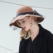 billiga Festhattar-hattar 100% Ull Fiskarhatt Bröllop Kentucky Derby cocktail Royal Astcot Elegant Med Rosett Hårbonad Huvudbonader