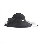 billiga Festhattar-hattar 100% Ull Fiskarhatt Bröllop Kentucky Derby cocktail Royal Astcot Elegant Med Rosett Hårbonad Huvudbonader