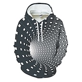 levne 3D vzor-Pánské Geometrický 3D tisk Kapuce Kapucky Mikina Kapuce Dlouhý rukáv Mikina s kapucí Kapuce Na běžné nošení 3D tisk Černá Žlutá Návrhář