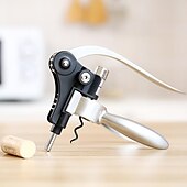 お買い得  バー用品-ワインボトルオープナーウサギコルク栓抜きセットデメナードワインオープナーキット、ホイルカッターワインストッパーとエクストラスパイラル銅シルバー