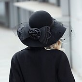 billiga Festhattar-hattar 100% Ull Fiskarhatt Bröllop Kentucky Derby cocktail Royal Astcot Elegant Med Rosett Hårbonad Huvudbonader