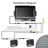 זול מצלמת מראה אחורית לרכב-718D 7 אִינְטשׁ TFT-LCD 600TVL 480 קווי טלוויזיה CCD חוטי 120 מעלות 7 אִינְטשׁ ערכת תצוגה אחורית לרכב עמיד במים / ראיית לילה / התאמת בהירות ל אוטובוס / משאית