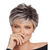 voordelige oudere pruik-bruine pruiken voor vrouwen synthetische pruik blond krullend bouncy curl pixie cut pruik korte lichtblonde synthetisch haar vrouwen pruik