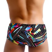 billiga Herrarnas simshorts-Herr Badkläder Simkort Mönster Färgblock Antibakteriell Läckagesäker Strand Simbassäng Mode Enkel Svart Microelastisk