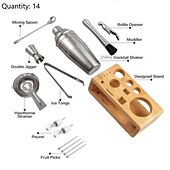رخيصةأون كاسات الشراب-bartender kit cocktail shaker mixer stainless steel 350ml bar tool set with elegant bamboo stand perfect home bartending kit and martini cocktail shaker set