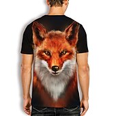 billige T-skjorter med dyreprint-Herre Unisex Dyr Rev Grafiske trykk 3D-tegneseriefigur Skjorte T skjorte T-skjorter Kortermet T skjorte 3D-utskrift Rund hals Skjorte Mote Fritid Daglig Ferie Svart Blå Brun Sommer Klær S M L XL XXL