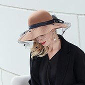 billiga Festhattar-hattar 100% Ull Fiskarhatt Bröllop Kentucky Derby cocktail Royal Astcot Elegant Med Rosett Hårbonad Huvudbonader