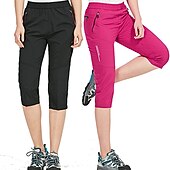 お買い得  ボトムス-女性用 ハイキング パンツ 夏 アウトドア 速乾性 ジッパーポケット マルチポケット ライトウェイト カプリパンツ ボトムズ 弾性ウエスト 黒人女性 ローズレッド キャンプ / ハイキング / ケイビング S M L XL XXL