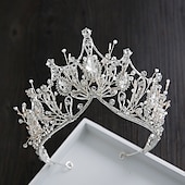お買い得  ティアラ＆クラウン-クラウン ティアラ 合金 結婚式 特別な機会 バレンタインデー バレンタイン 高級 プリンセス パール クリスタル/ラインストーン ヘッドピース ヘッドウェア ドレス 印象に残る 2025