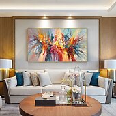cheap Abstract Paintings-Oil Painting 100% Handmade Hand Painted Wall Art On Canvas Abstract Modern Colorful Landscape Blooming Firework Home Decoration Decor Rolled Canvas No Frame Unstretched