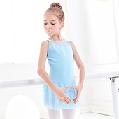 preiswerte Ballettbekleidung-atmungsaktives ballettkleid kreuz und quer gerafft geteiltes gelenk trainingsleistung mädchen ärmellos hochmaschig spandex