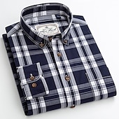 voordelige Overhemden met knopen voor heren-Voor heren Overhemd Geruit overhemd Button-down overhemd Shirt met kraag Geruit Bruiloft Werk B C D E Lange mouw Strijkijzer Lente &amp; Herfst Kleding Button-omlaag