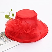economico Cappelli per feste-Copricapo Organza Miscela polyester / cotone Cappelli da pescatore Informale Per eventi Coppa di Melbourne cocktail Astco reale Di pizzo Con Con balze strutturate Floreale Copricapo Copricapo