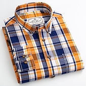 voordelige Overhemden met knopen voor heren-Voor heren Overhemd Geruit overhemd Button-down overhemd Shirt met kraag Geruit Bruiloft Werk B C D E Lange mouw Strijkijzer Lente &amp; Herfst Kleding Button-omlaag