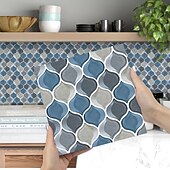 billige Flisklistremerker-10 stk imitert epoksy fliser klistremerke farge lanterne vegg klistremerke hus renovering DIY selvklebende pvc tapet maling kjøkken vanntett og oljetett vegg klistremerke