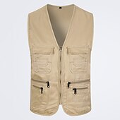 cheap Vests-Men&#039;s Fishing Vest Military Tactical Vest Hiking Vest Sleeveless V Neck Vest / Gilet Jacket Top Outdoor Breathable Quick Dry Lightweight Multi Pockets Cotton Polyester Dark Grey Black Army Green