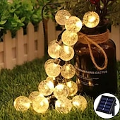 cheap Solar String Lights-Solar String Lights LED Outdoor Lights 6.5m 30 LEDs Set Mounting Bracket Warm White Wedding Party Holiday Patio Garden 3V