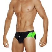 cheap Men&#039;s Swim Briefs-Men&#039;s Swimwear Swim Briefs Color Block Antibacterial Leak Proof Beach Swimming Pool Fashion Simple Lake blue Black Micro-elastic
