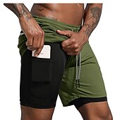 cheap Mens Active Shorts-Men&#039;s Sports Outdoor Athletic Breathable Quick Dry Moisture Wicking 2 in 1 with Phone Pocket Liner Solid Colored Activewear Dark Grey Black Stretchy