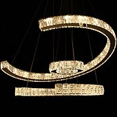 رخيصةأون نجف-3-ring led عاكسة للضوء pandent ضوء كريستال تصميم دائرة الثريا الفولاذ المقاوم للصدأ طبقات النمط الفني النمط الرسمي مطلي بالكهرباء الفنية led 110-240v