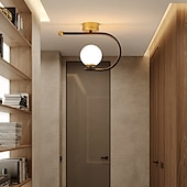 cheap Flush Mounts &amp; Semi Flush Mounts-23 cm LED Ceiling Light Porch Light Corridor Lamp Black Gold Globe Design Nordic Geometric Shapes Flush Mount Lights Metal Artistic Style Globe Painted Finishes LED 220-240V