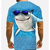 economico Magliette con stampa animale-Per uomo Animale Squalo Stampe Grafiche Camicia Maglietta Manica Corta maglietta Stampa 3D Girocollo Camicia Designer Casual Grande e Alto Quotidiano Ferie Blu Estate Abbigliamento S M L XL XXL 3XL