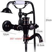 cheap Shower Faucets-Shower Faucet Set Rainfall Shower Vintage Style Electroplated Mount Outside Ceramic Valve Bath Shower Mixer Taps / Brass / Two Handles Two Holes