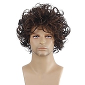 cheap Black &amp; African Wigs-Synthetic Wig Curly Short Bob Wig Short Black / Brown Synthetic Hair 28 inch Men&#039;s Party Fashion Comfy Black Brown