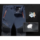 cheap Bottoms-Men&#039;s Fleece Lined Pants Waterproof Hiking Pants Trousers Softshell Pants Winter Outdoor Thermal Warm Windproof Breathable Elastic Waist Fleece Bottoms Army Navy Grey Black Hunting Fishing Skiing