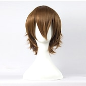 economico Parrucche da festa-parrucche sintetiche corte per donna bianco viola blu biondo giallo nero rosso parrucca cosplay femminile parrucca carnevalesca in fibra ad alta temperatura