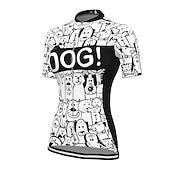 お買い得  ウィメンズジャージ-女性用 サイクリングジャージー グラフィック 犬 パターン柄 半袖 バイク ジャージー トップス 3つのリアポケット付き マウンテンサイクリング ロードバイク 速乾性 ソフト 反射性ストリップ 後ポケット スポーツ ホワイト 衣類