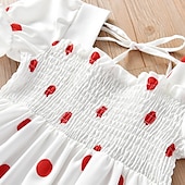 abordables Robes Décontracté-Robe Fille Enfants Petit Cachemire Imprimer Rouge Blanche Mousseline de soie Midi Manches Courtes Actif Robes Eté Standard 2-9 ans