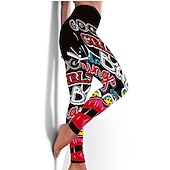 Women's Yoga Pants Butt Lift Tummy Control High Waist Gym Workout Running Fitness Tights Leggings Bottoms Floral Black / Red White+Yellow White Spandex Fall Winter Sports Activewear Stretchy 21