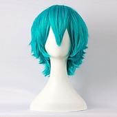 economico Parrucche da festa-parrucche sintetiche corte per donna bianco viola blu biondo giallo nero rosso parrucca cosplay femminile parrucca carnevalesca in fibra ad alta temperatura