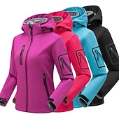 baratos Fleece &amp; Casacos 3 em 1-casaco feminino de caminhada softshell casaco com capuz casaco de lã de inverno impermeável exterior cor sólida térmica quente à prova de vento leve forro de lã casaco impermeável casaco de esqui escalada