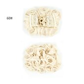 economico Clip nelle estensioni-piatto corto riccio disordinato estensione per chignon pettini per capelli elasticizzati facili clip in vassoio chignon posticci coda di cavallo - dal marrone scuro al ramato chiaro
