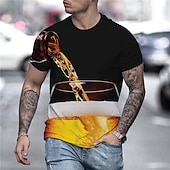 preiswerte 3D-T-Shirts-Herren Graphic 3D Bier T Shirt Tee Kurzarm T-Shirt 3D-Druck Rundhalsausschnitt Hemd Basic Komfortabel Groß und hoch Ausgehen Wochenende Oktoberfest Schwarz Rosa Rote Frühling Sommer Bekleidung