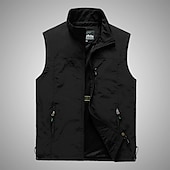 billiga Herrars fiskeväst-Herr Fiskeväst Militär taktisk väst Vandringsväst Ärmlös Väst Jacka Överdelar Utomhus Andningsfunktion Snabb tork Lättvikt Multi Pocket Sommar Tillbaka ventilationsdesign Chinlon Mörkgrå Svart