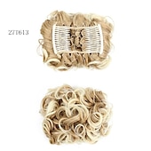 economico Clip nelle estensioni-piatto corto riccio disordinato estensione per chignon pettini per capelli elasticizzati facili clip in vassoio chignon posticci coda di cavallo - dal marrone scuro al ramato chiaro