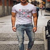baratos Camiseta gráfica masculina-Homens Letra Camisa Social Camiseta Algodão Manga Curta Gráfico Camisa Preto / Vermelho Branco Vermelho Camiseta confortável Rua Esportes Roupas de estilistas